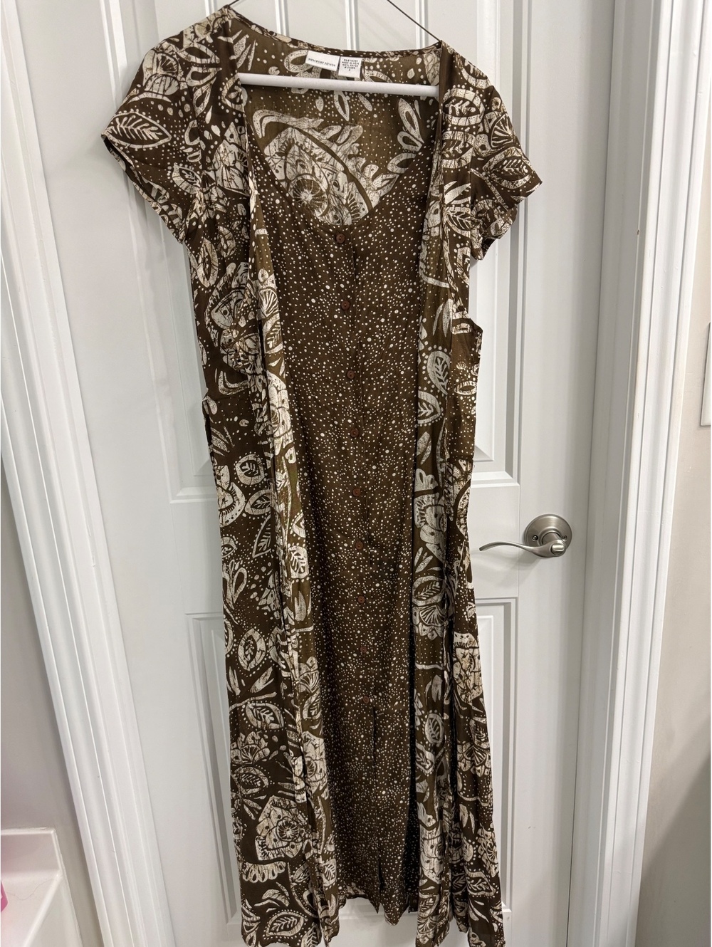 Newport News Brown and White Floral Print Maxi Dress